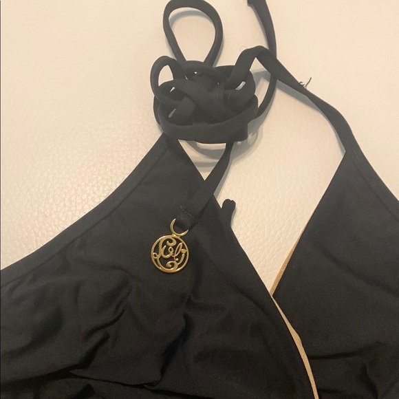 Luli Fama Black Bikini Top with Gold Accents‎ - Picture 4 of 4